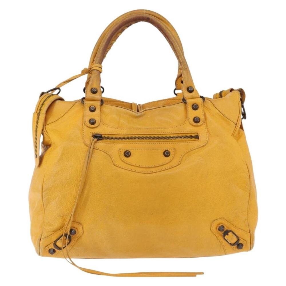 Balenciaga Leather Classic Vero Handbag Yellow